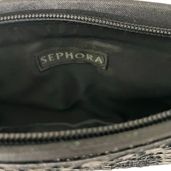 Sephora Black Sequin Mini Clutch with Wrist Strap – Sparkly Holiday Evening Bag - Picture 4 of 7